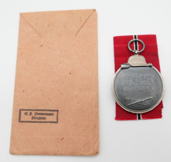 Medaille Winterschlacht im Osten 1941/42 mit Verleihungstüte - Hersteller 20 (C.F. Zimmermann, Pforzheim) - WIO – Bild 2