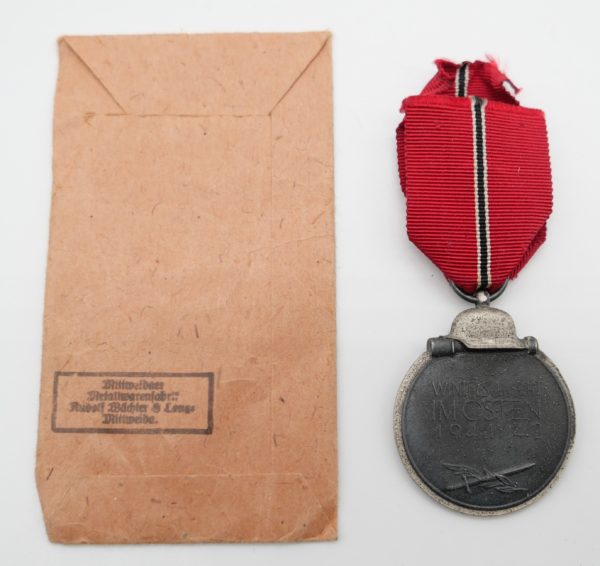 Medaille Winterschlacht im Osten 1941/42 - Hersteller 100 (Rudolf Wächtler & Lange, Mittweida) - Mit Verleihungstüte - WIO – Bild 2