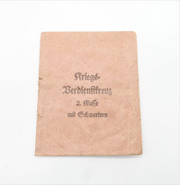 Große Verleihungstüte zum Kriegsverdienstkreuz 2. Klasse mit Schwertern - Albin Hopf, Pforzheim
