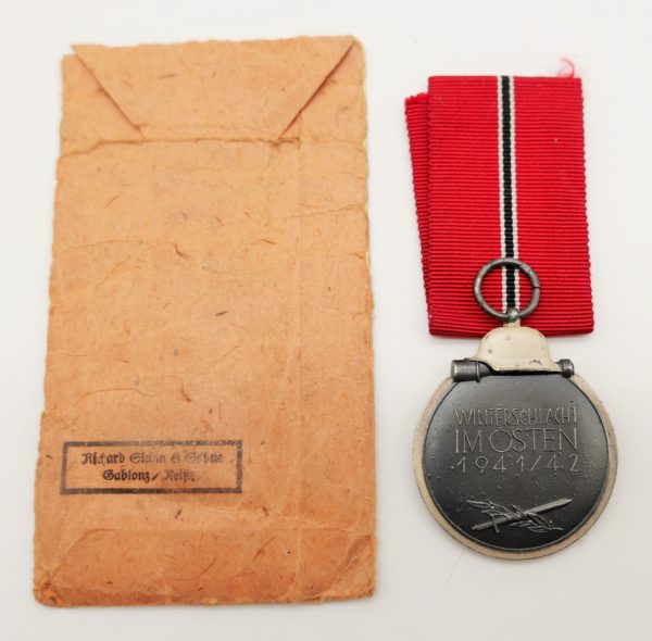 Medaille Winterschlacht im Osten 1941/42 - Hersteller 93 (Richard Simm & Söhne, Gablonz) - Mit Verleihungstüte – Bild 3
