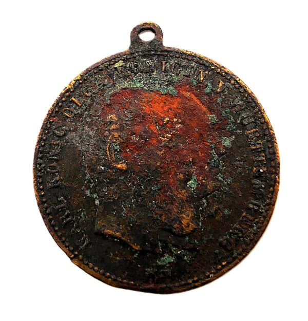 22 mm Miniatur - Medaille zur Feier der segensreichen 25 jährigen Regierung Juni 1864 - 1889 von König Karl und Königin Olga – Bild 2