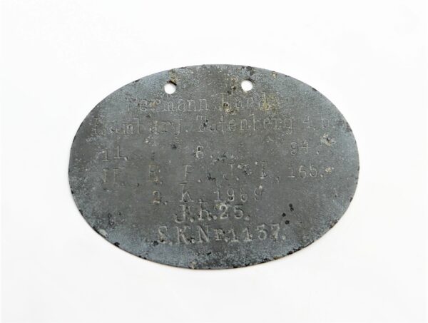 Erkennungsmarke - Hermann Land, Hamburg, Tatenberg 4 b, 11.6.94, II E.P.J.R. 165, 2. K. 1969, I. R. 25. 8.K.N. p. 1137 - EKM - Dogs Tag – Bild 2