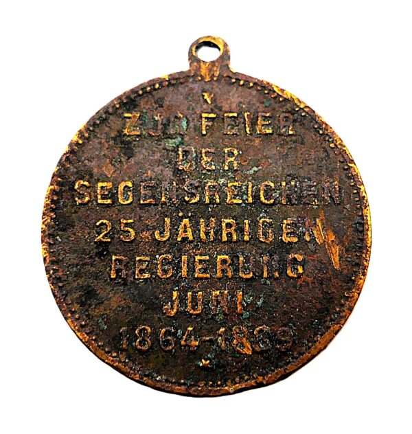 22 mm Miniatur - Medaille zur Feier der segensreichen 25 jährigen Regierung Juni 1864 - 1889 von König Karl und Königin Olga