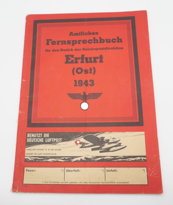 Amtliches Fernsprechbuch für den Bezirk Erfurt (Ost) 1943
