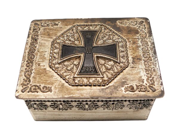 Patriotische Dose - Schachtel - Schatulle mit EK (Eisernes Kreuz) Auflage aus dem 1. Weltkrieg – Bild 2