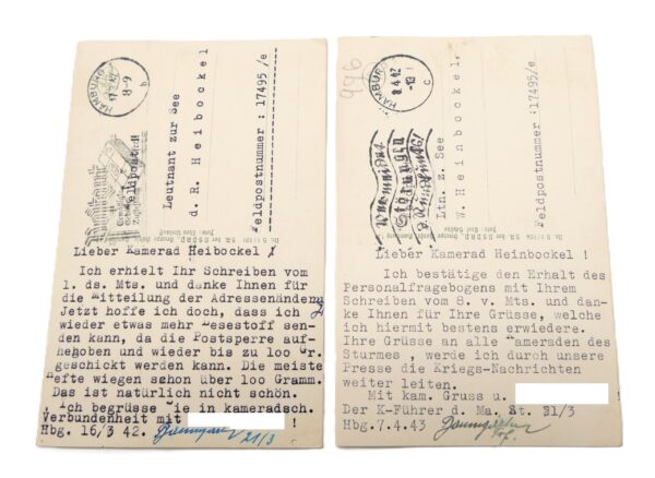 2 Postkarten mit SA Motiv - Rückseitig mit der Unterschrift vom K-Führer d. Ma. St. 21/3 Hamburg – Bild 2