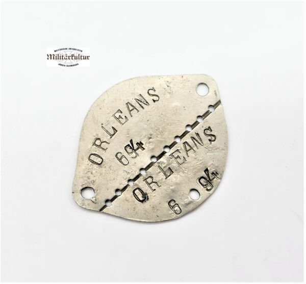Erkennungsmarke Frankreich - Orleans 694 - Menager Albert 1924 - EKM - Dogs Tag - Bodenfund