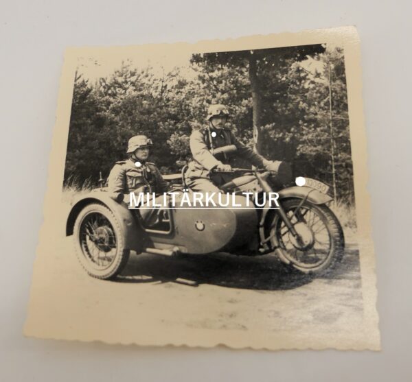 Foto – SS Kradmelder auf BMW Motorrad mit Beiwagen