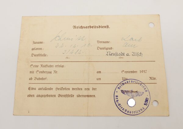 Ausweis für aktive Teilnahme des Reichsparteitag 1937 - NSDAP – Bild 2