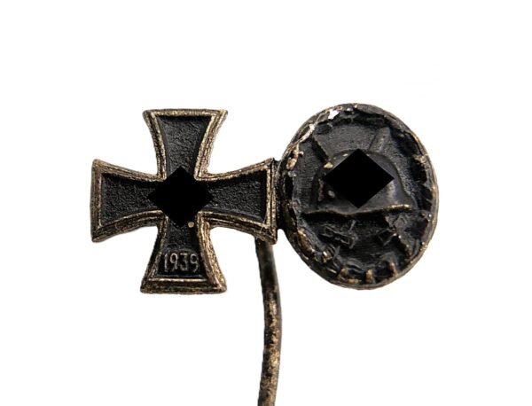 9 mm Miniatur zum Eisernen Kreuz 2. Klasse und dem Verwundetenabzeichen Schwarz 1939 - EK - VWA