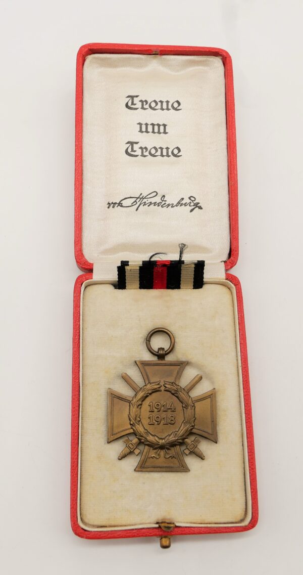 Ehrenkreuz für Frontkämpfer - Hersteller G1 - Mit dem Hindenburg - Treue um Treue - Etui
