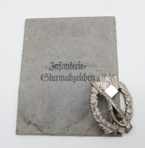 Infanterie Sturmabzeichen Silber - L/51 für E. Ferd. Wiedmann - Mit der Verleihungstüte