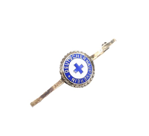 Brosche - Deutscher Hauptverein (Blaues Kreuz) - Mitgliedsabzeichen mit Eichenlaub - 835er Silber