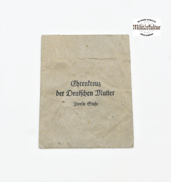 Verleihungstüte zum Ehrenkreuz der Deutschen Mutter 2. Stufe - Hersteller Foerster & Barth, Pforzheim - Mutterkreuz - MK