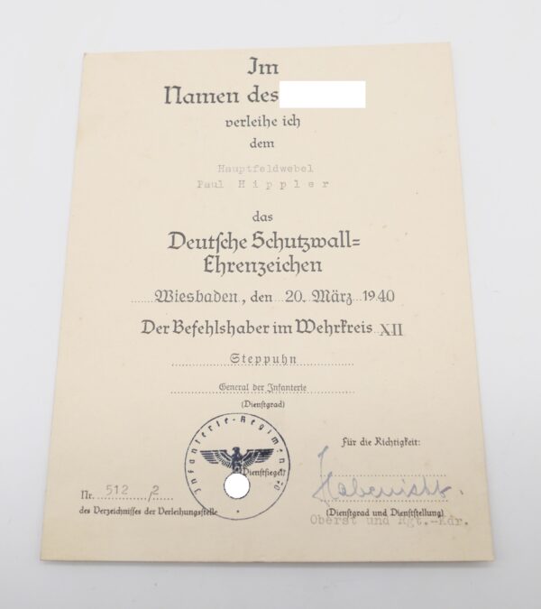 Urkunden Konvolut eines Hauptfeldwebels vom 4./Inf. Reg. 117 – Bild 3