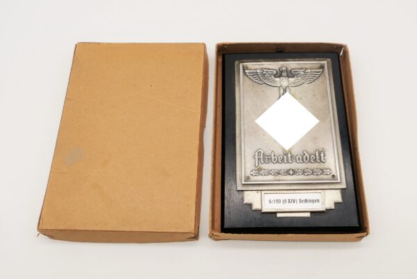 Plakette/Wandrelief - Arbeit adelt - RAD 6/190 Beckingen - Im orginal Karton – Bild 2