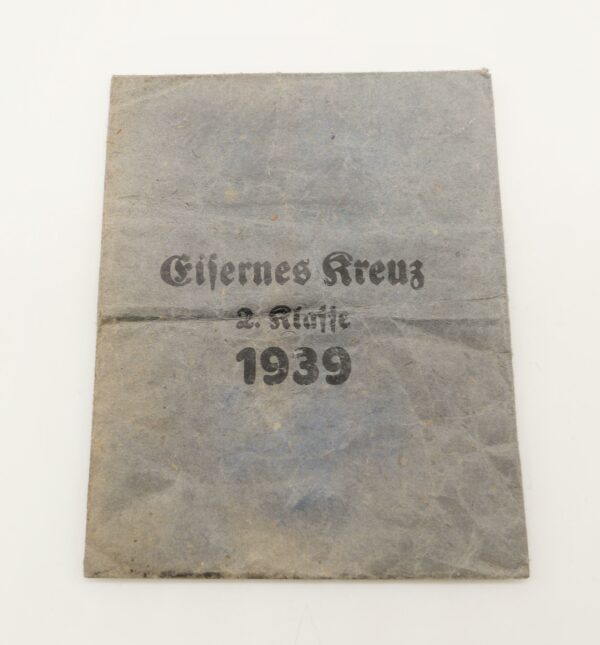Verleihungstüte Eisernes Kreuz 2. Klasse 1939 - Hersteller Walter & Henlein, Gablonz