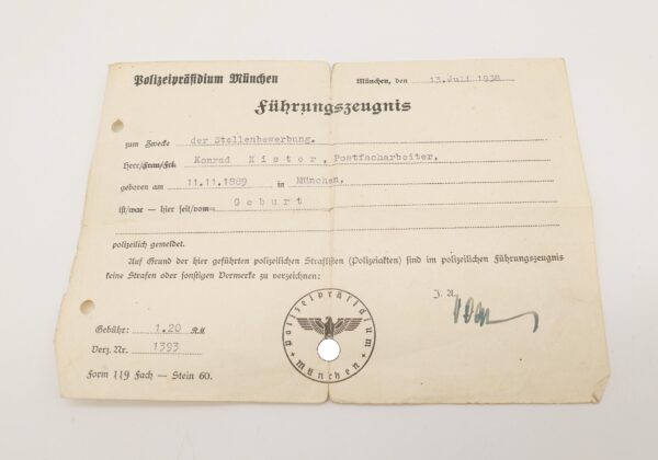 Wehrpass und Führungszeugnis eines Landsturm Angehörigen aus München – Bild 6