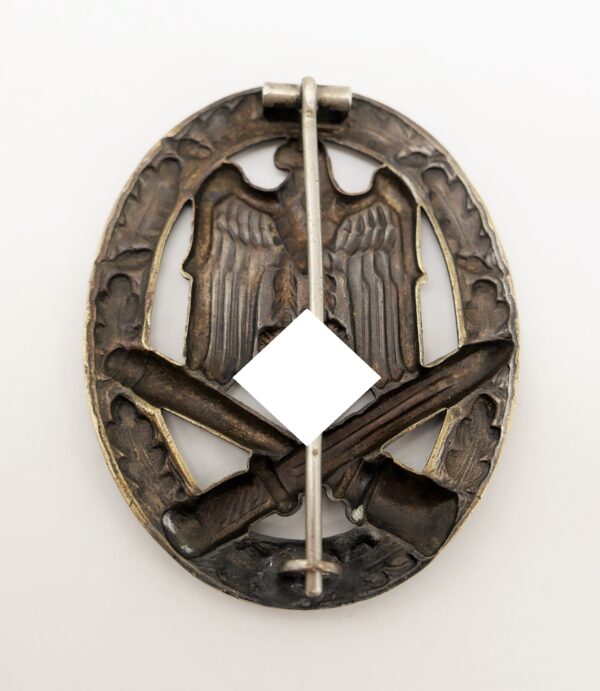 Allgemeines Sturmabzeichen – Hohlprägung - Hersteller B. H. Mayer/Otto Schickle - Buntmetall – Bild 3