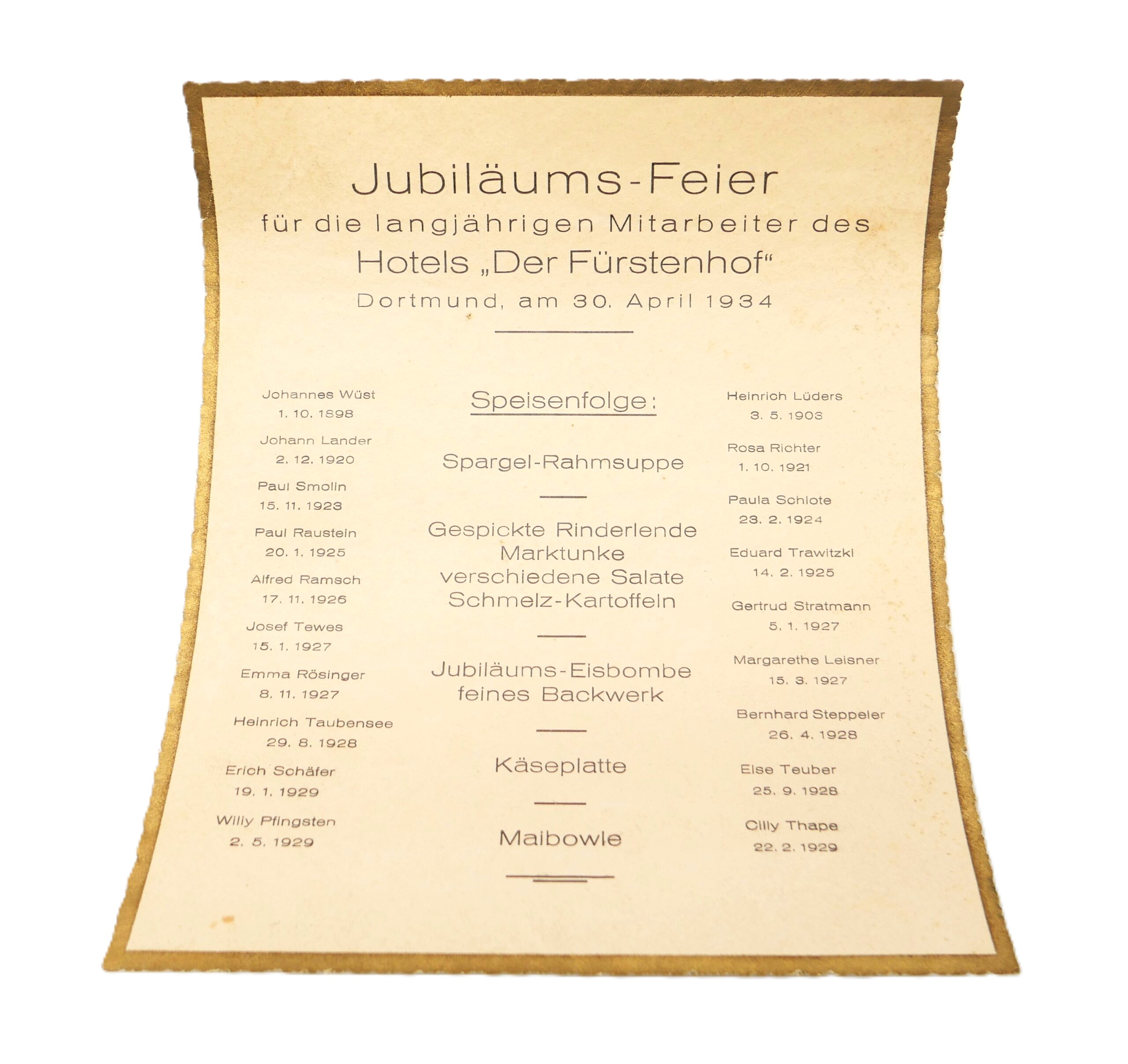 Abzeichen - Silberne Denkmünze mit Urkunde - Deutscher Gastwirts- Verband E.V. - DGV - Hotel Fürstenhof - Dortmund – Bild 2