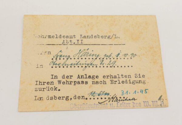 Wehrpass eines Bauern - Landsberg (Lech) – Bild 6