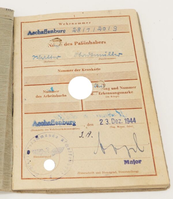 Wehrpass - RAD mit Kampfeinsatz - Aschaffenburg – Bild 2