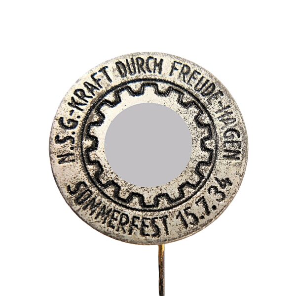 Abzeichen DAF (Deutsche Arbeiterfont) - N.S.G. Kraft durch Freude - Hagen - Sommerfest 15.7.34