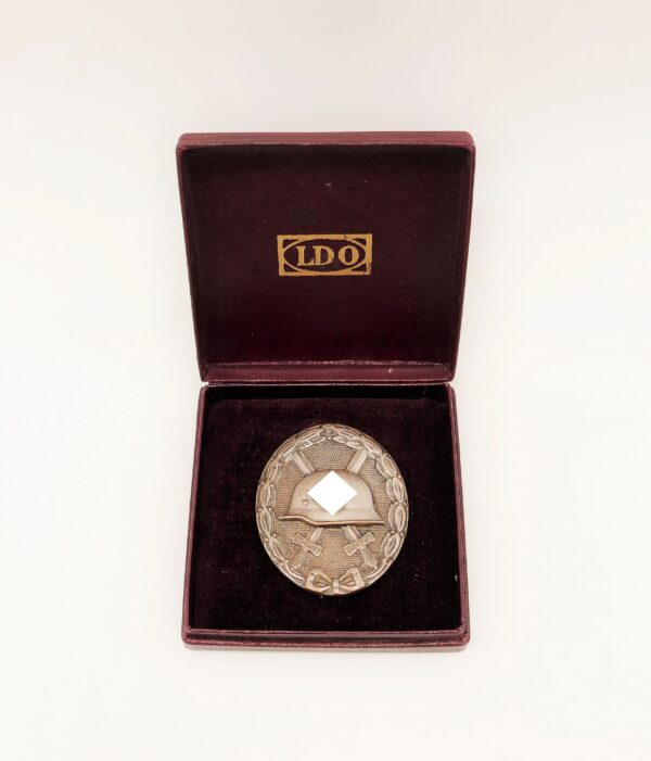 Verwundetenabzeichen Silber - Hersteller L/54 (Schauerte & Höhfeld, Lüdenscheid) im LDO Etui
