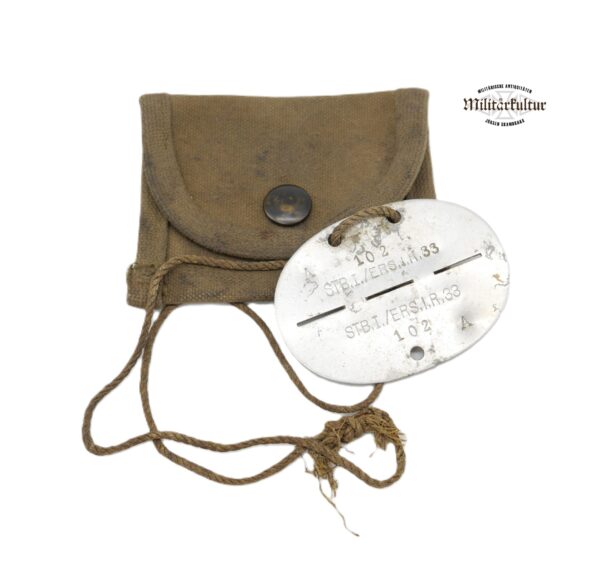 Erkennungsmarke - 102 STB.I./ERS.I.R.33 mit Tasche - EKM - Dogs Tag