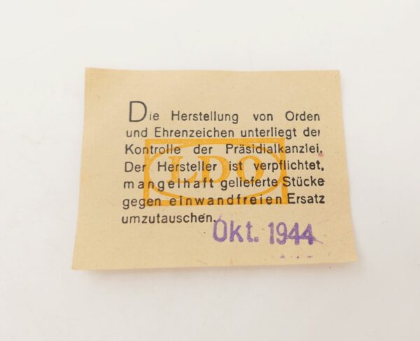LDO Zettel Beipack – Kontroll – Prüfzettel für Eisernes Kreuz 1. Klasse - EK – Bild 2