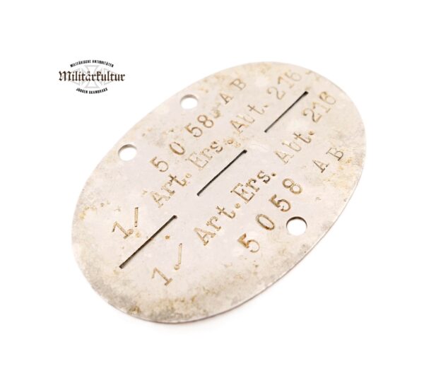 Erkennungsmarke 1./Art. Ers. Abt. 216 – Artillerie - EKM – Dogs Tag