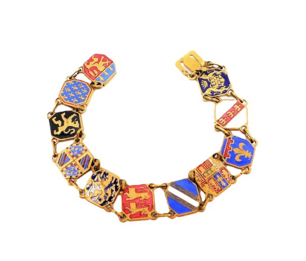 Armband - Mit schönen Emaillearbeiten - Andenken aus dem Frankreich-Feldzug - 1. Weltkrieg