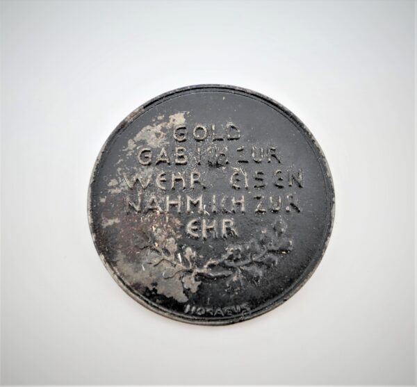 Medaille – In eiserner Zeit 1916 – Gold gab ich zur Wehr – Eisen nahm ich zur Ehr – Bild 2