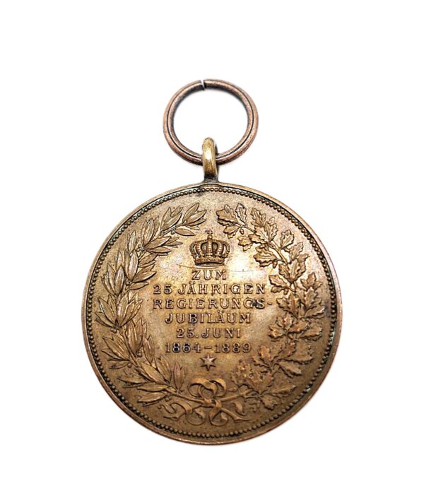 Württemberg – Medaille zum 25. Regierungsjubiläum König Karl – Bronze mit Cellophan Verleihungstüte – Bild 3