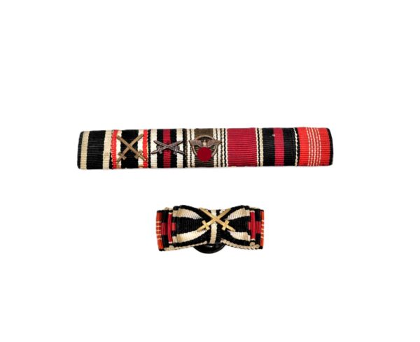 Feldspange mit der Knopflochminiatur – Eisernes Kreuz - NSDAP Dienstauszeichnung – Olympia Erinnerungsmedaille 1936 - Bandspange – Bild 2