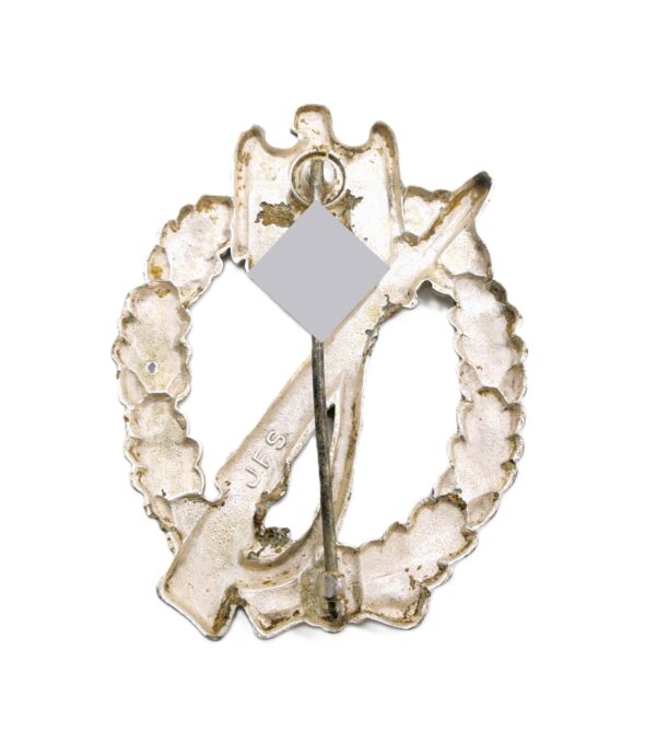 Infanterie Sturmabzeichen Silber – Hersteller JFS (Josef Feix & Söhne, Gablonz) - Hohlprägung - Top Bodenfund – ISA – Bild 2