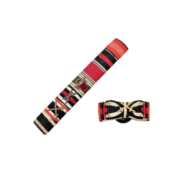 Feldspange mit der Knopflochminiatur – Eisernes Kreuz - NSDAP Dienstauszeichnung – Olympia Erinnerungsmedaille 1936 - Bandspange