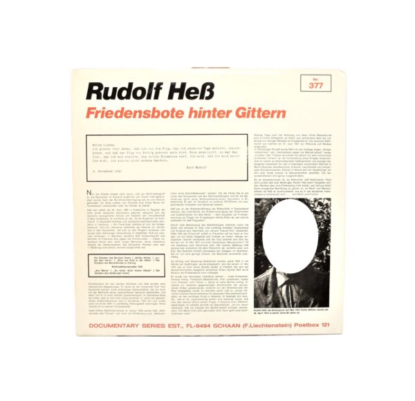 LP – Schallplatte – Weihnacht 1936 - Rudolf Heß - Friedensbote hinter Gittern. Nr. 377 der Documentary Series – Bild 2