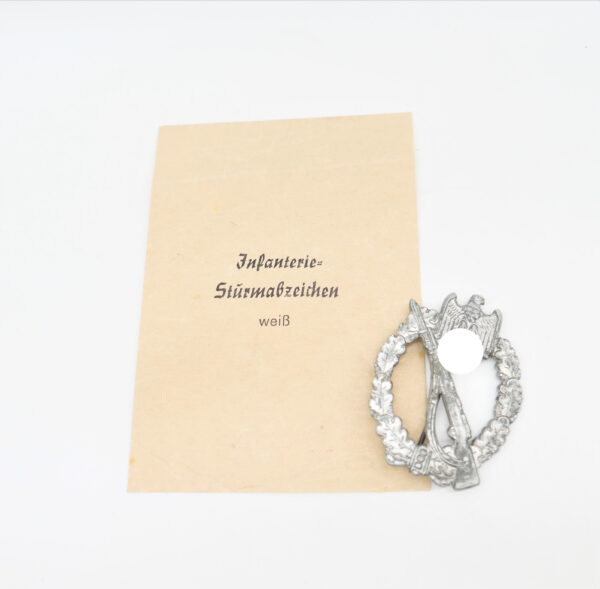 Infanterie Sturmabzeichen Silber – Mit der Verleihungstüte - Hersteller Wilhelm Deumer, Lüdenscheid - ISA