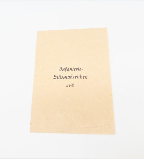 Infanterie Sturmabzeichen Silber – Mit der Verleihungstüte - Hersteller Wilhelm Deumer, Lüdenscheid - ISA – Bild 7