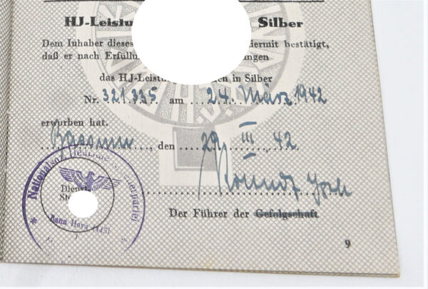 HJ (Hitlerjugend) - Leistungsbuch - Besitzzeugnis und Verleihungstüte des Leistungsabzeichen Silber – Bild 4