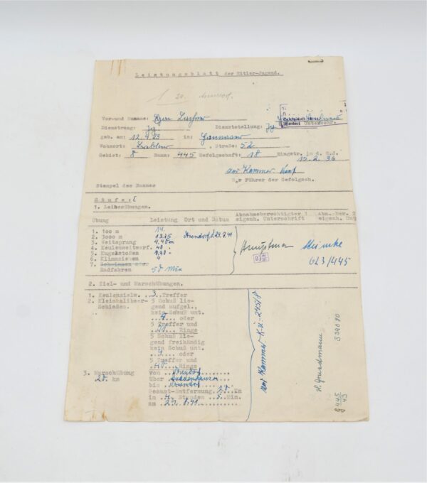 HJ (Hitlerjugend) - Leistungsbuch - Besitzzeugnis und Verleihungstüte des Leistungsabzeichen Silber – Bild 6
