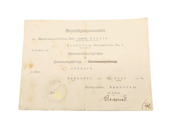 Schreiben und Berechtigungsausweis - Eisernes Kreuz 2. Klasse 1914 - Verwundetenabzeichen - Urkunde - EK - VWA – Bild 2