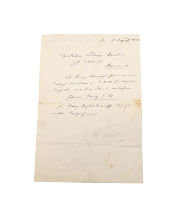 Schreiben und Berechtigungsausweis - Eisernes Kreuz 2. Klasse 1914 - Verwundetenabzeichen - Urkunde - EK - VWA – Bild 4