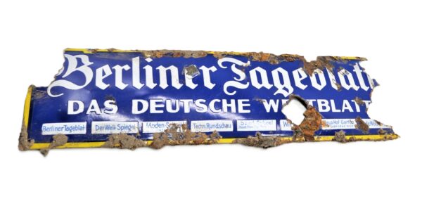 Emailleschild - Schild - Werbung - Berliner Tageblatt - Das deutsche Weltblatt - Zeitung - Bodenfund – Bild 2