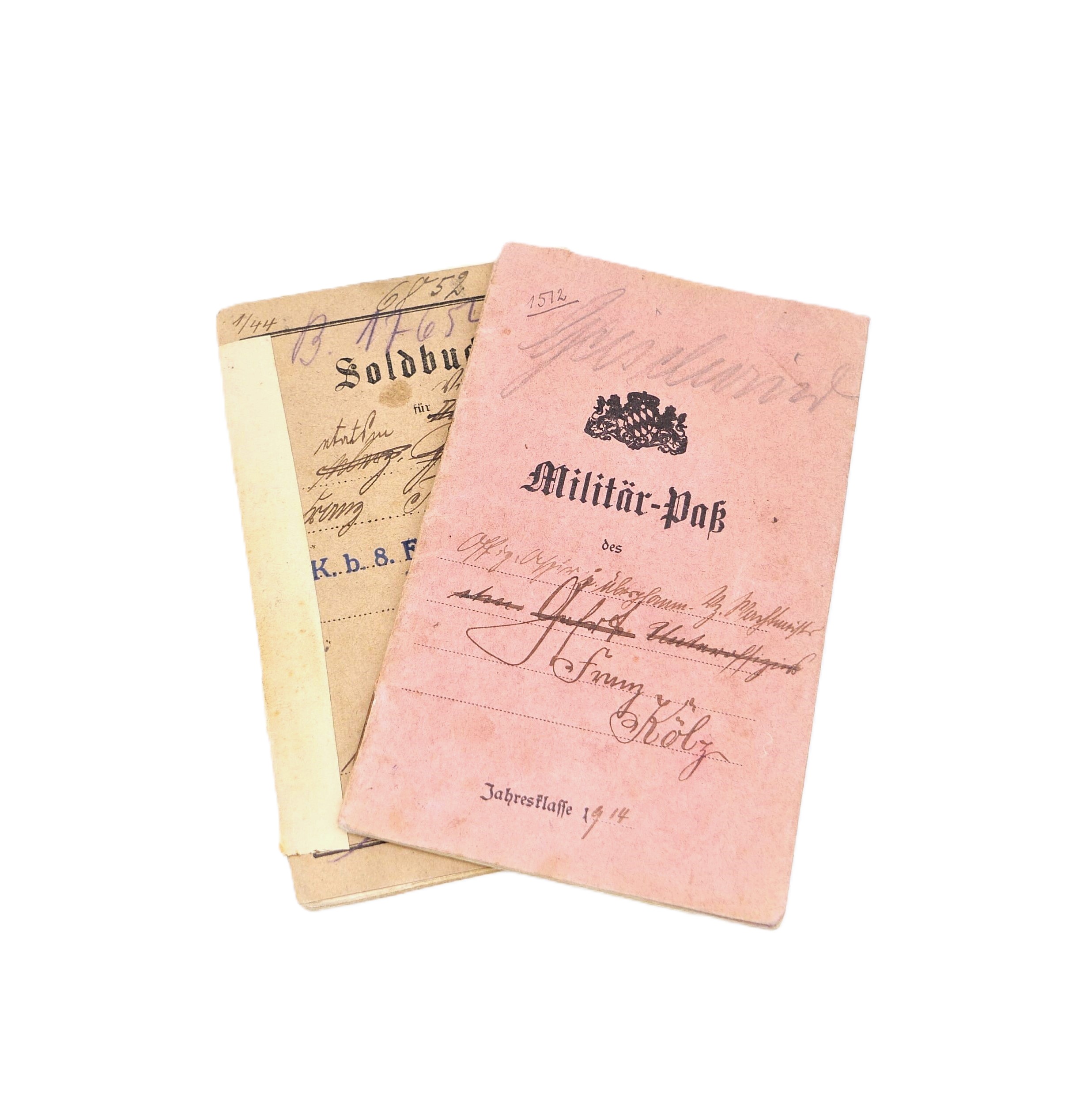 Militärpass und Soldbuch - 1. Weltkrieg - K. b. 8. Feld Artillerie - Regiment - 8. Batterie