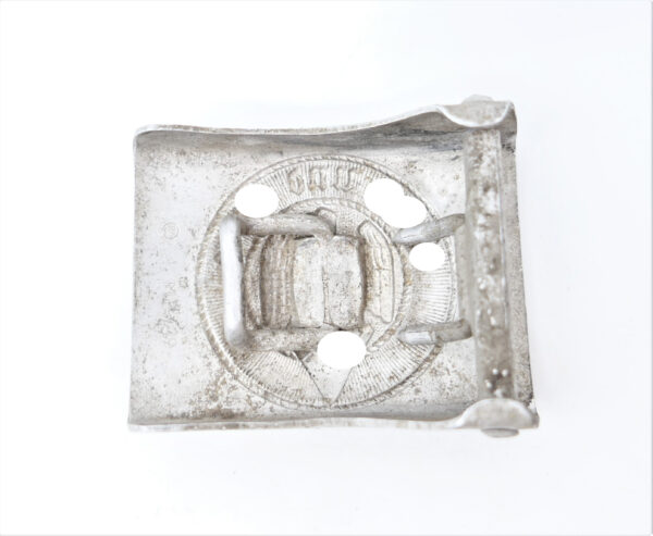 HJ (Hitlerjugend) Koppelschloss - Variante mit Patent-Hakenfang - Hersteller M4/39 (Assmann und Söhne, Lüdenscheid) - Aluminium – Bild 4