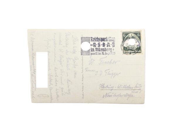 Postkarte - Volkskanzler Adolf Hitler - Mit Sonderstempel vom Reichsparteitag 1935 in Nürnberg – Bild 2