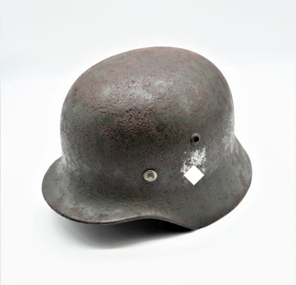 Deutscher Helm - Stahlhelm M35 DD - E.F. (Emaillierwerke Fulda) 62 - Doppelemblemer - Fundzustand mit viel Restfarbe – Bild 2