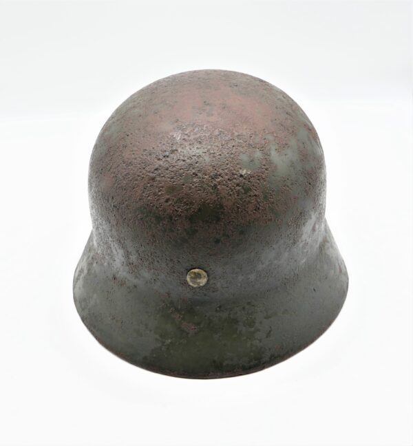 Deutscher Helm - Stahlhelm M35 DD - E.F. (Emaillierwerke Fulda) 62 - Doppelemblemer - Fundzustand mit viel Restfarbe – Bild 3